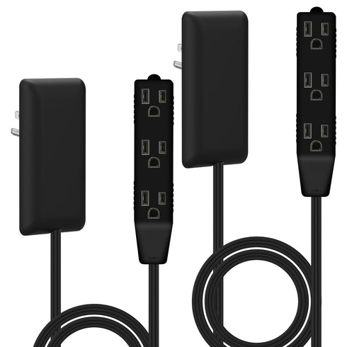 LIDER Flat-Face Outlet Extender: 3 Receptacles, Ultra-Thin Wall Plate Plug with 3-Outlet Power Strip, 2 Pack