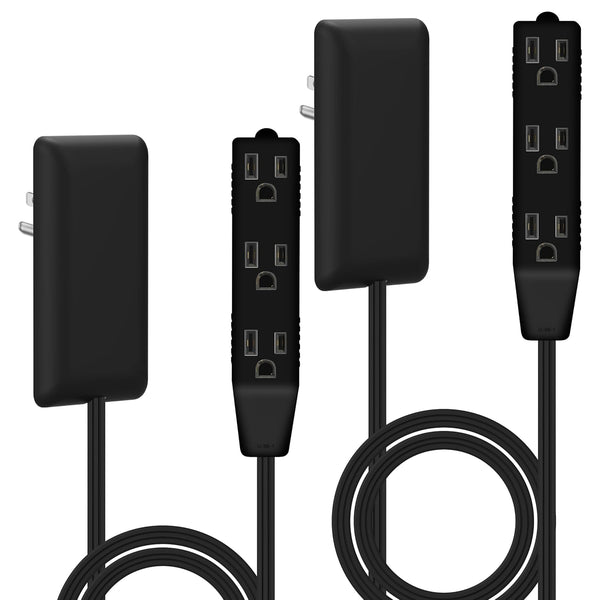 LIDER Flat-Face Outlet Extender: 3 Receptacles, Ultra-Thin Wall Plate Plug with 3-Outlet Power Strip, 2 Pack