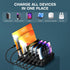 Charging Station for Multiple Devices - 65W 6 Port USB C Charger with 2 20W PD Ports, Short Cables Included