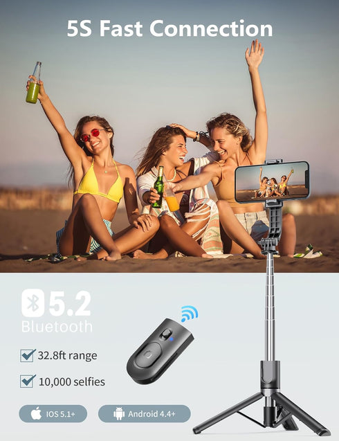 Pnitri 45'' 16/15 Max/15/14 Pro/14/13, S22/ S23 Selfie Stick Tripod with Light, Selfie Stick with Wireless Remote