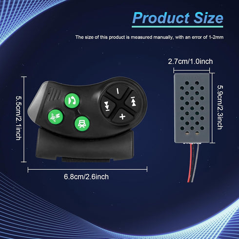 Hikity Universal Wireless Bluetooth Steering Wheel Controller for Car Stereo, Hands-Free Call/Music/Video, Easy