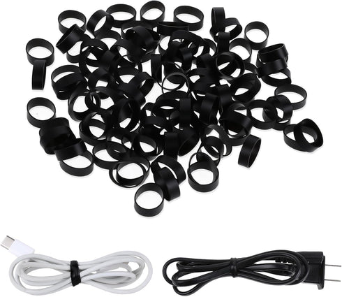 200 Pieces 0.5 Inch Small Elastic Silicone Rubber Bands, Strong Black Rubberbands for Wire and Cable Wrapping