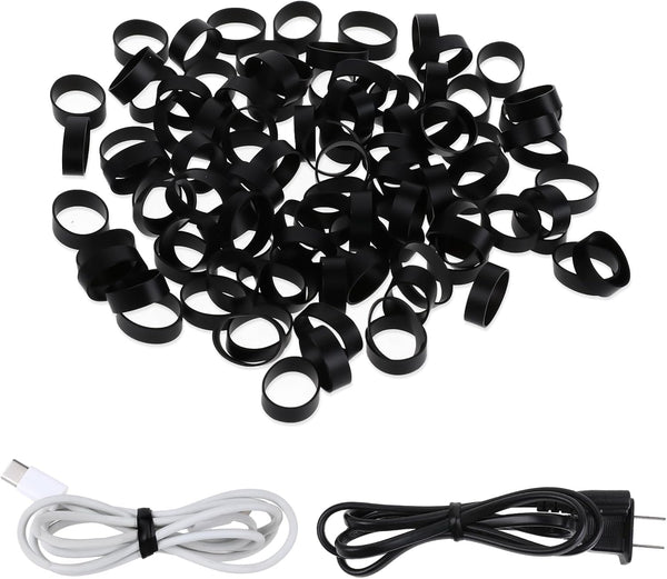 200 Pieces 0.5 Inch Small Elastic Silicone Rubber Bands, Strong Black Rubberbands for Wire and Cable Wrapping