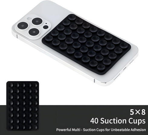 SHENGXIN 2 Pack 40 Silicone Double-Sided Suction Grip Cups per Side, Strong Hold for iPhone, Galaxy, Pixel, Android