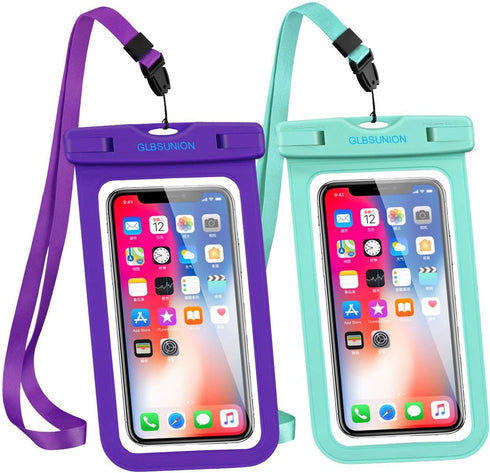 Universal Waterproof Case - 2-Pack IPX8 Phone Lanyard Pouch Dry Bag for iPhone 15 14 13 12 11 Pro Max Plus