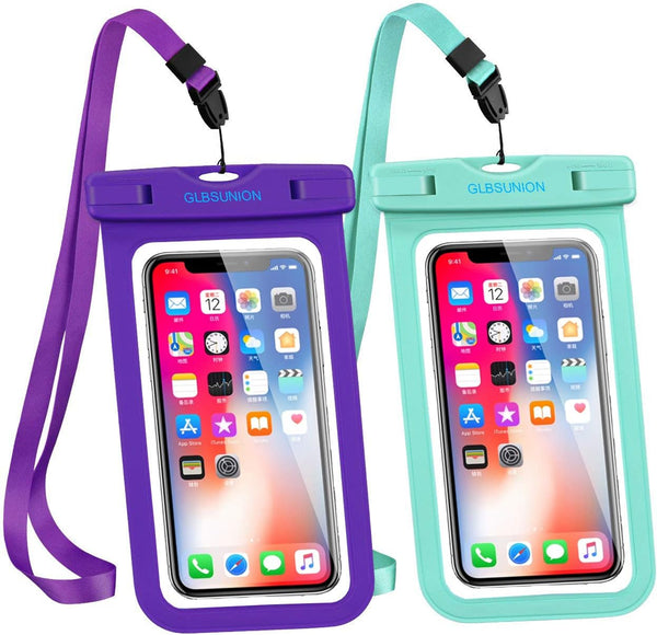 Universal Waterproof Case - 2-Pack IPX8 Phone Lanyard Pouch Dry Bag for iPhone 15 14 13 12 11 Pro Max Plus