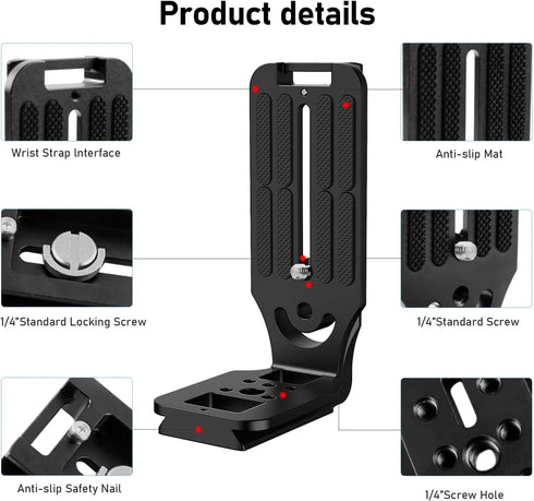 L Bracket Camera for DSLR - Real Single Vertical Horizontal Switching Tripod Quick Release Plate for Canon Nikon Sony