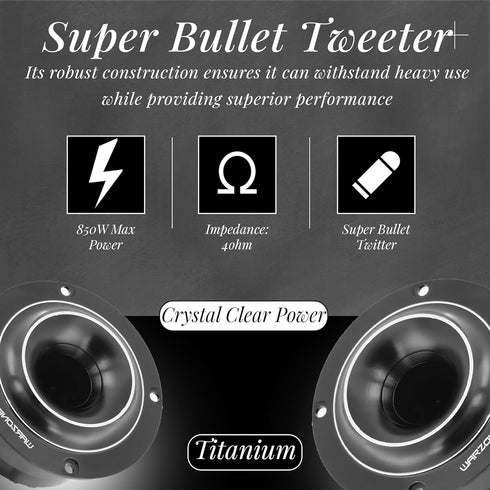 Warzone WZ35TW 3.8-Inch Super Tweeter Speaker, 4 Ohm, 850W Max Power, Aluminum Voice Coil for Pro Car Audio