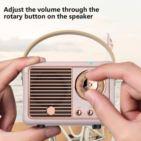 Retro Bluetooth Speaker, Wireless Mini Speaker with Crystal Clear Stereo Sound and Rich Bass (Beige)