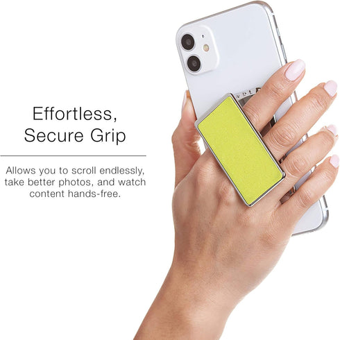 HANDL New York Yellow Glitter HANDLstick Silver Glitter Grip and Stand for Smartphone
