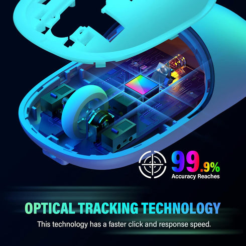 Wired Mouse, LED Computer Mouse Wired, 4 Adjustable DPI up to 6400 Ultra Silent Optical Tracking USB Mouse for Laptop