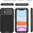 Lanhiem iPhone 11 Metal Case, Heavy Duty Shockproof Rugged Case with Built-in Glass Screen Protector, Black