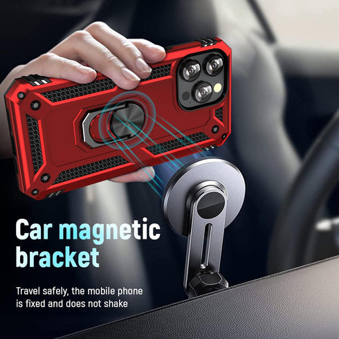 ADDIT Heavy Duty Phone Case for iPhone 12 Pro Max, with Kickstand Ring, Shockproof, Anti-Fingerprint, Red