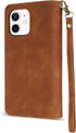 ZZXX for iPhone 12 Mini Wallet Case with Card Slot, Premium Soft PU Leather Zipper Flip Folio Wallet (Brown)