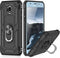 TJS Phone Case for Samsung Galaxy J7, Metal Ring Magnetic Support Protector Cover (Black)