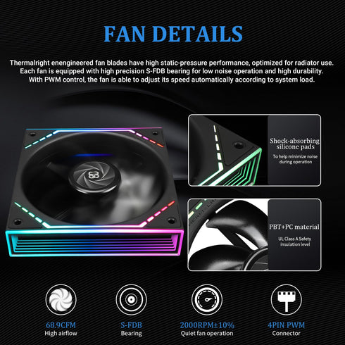 Frozen 240 240mm TL-M12*2 LGA1851/1700/1150/1151/1200/2011/AM4/AM5 Thermalright Infinity Black CPU AIO Cooler