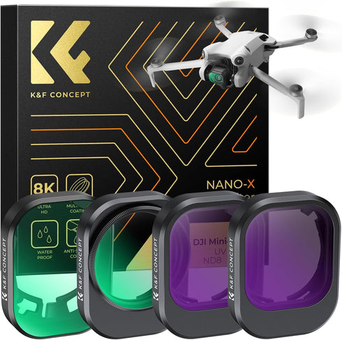 K&F Concept ND UV CPL Filters Kit for DJI Mini 4 Pro, 4 Pack (CPL+UV+ND8+ND16) Multi-Coated Optical Glass