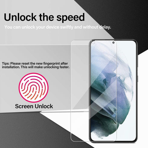 Galaxy S21 Tempered Glass Screen Protector + Camera Lens Protector, 2 + 2 Pack, Case Friendly