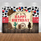 Mocsicka Western Cowboy Happy Birthday Backdrop, Rustic Old West Rodeo Banner (7x5ft, 82x60 inch) Decoration