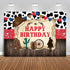 Mocsicka Western Cowboy Happy Birthday Backdrop, Rustic Old West Rodeo Banner (7x5ft, 82x60 inch) Decoration