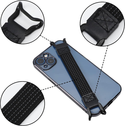 3 Pack Mobile Phone Security Hand Strap Holder for 5.2-7.5 Inch Smartphones, Universal Drop Prevention Elastic Bundle
