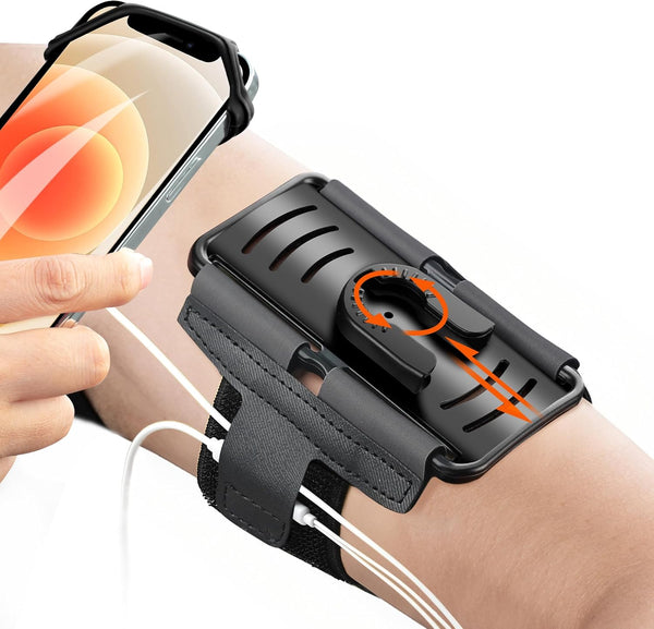 Cell Phone Running Armband - 360° Rotatable Detachable Arm Band for iPhone 16 15 14 13 12 Pro Max Plus, Samsung Galaxy