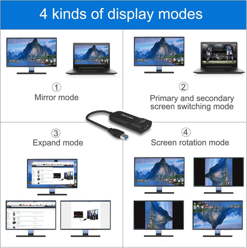 WAVLINK USB 3.0 to HDMI Adapter for Multiple Displays, 2K (2048x1152), External Video Graphics Card Adapter