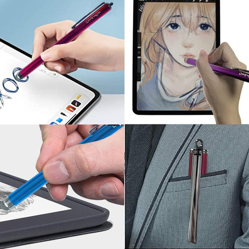 3-Pack 5.3'' Micro-Knit Mesh Tip Capacitive Stylus Pens for Touch Screens with Replaceable Fiber Tips and Cleaning Cloth