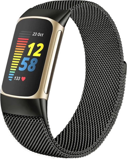 surundo Compatible with Fitbit Charge 6/Charge 5 Bands, Metal Mesh Milanese Loop Adjustable Strap for Fitness Trackers