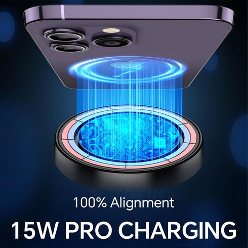 iPhone MagSafe Car Mount Charger, Wireless Charger Mount with Magnets & Suction Cup for iPhone 15 Pro Max 14 13 12