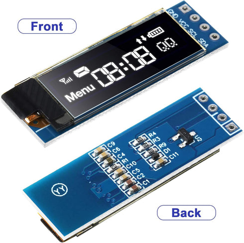 2 I2C 0.91 Inch I2C 3.3V 5V(White Frienda Pieces OLED Display Module, OLED Screen Driver, Compatible with Arduino