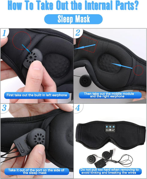MUSICOZY Bluetooth 5.2 Module & Speakers for 3D Sleep Headphones Eye Mask with Charging Cable