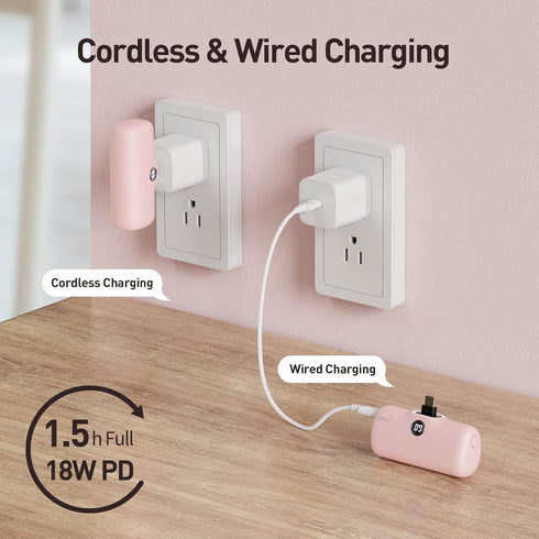 iWALK Small Portable Charger, 4800mAh, 18W PD Fast Charging Power Bank with Built-in USB-C Connector for iPhone,