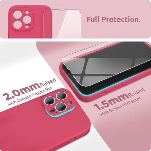 SURPHY Liquid Silicone Case for iPhone 13 Pro Max with Screen Protector, Camera Protection + Soft Microfiber Lining,