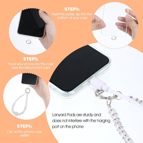Yuanan 2 Pack Phone Wrist Strap, Pearl Beaded Phone Charm, Hands-Free Wristlet Bracelet, Detachable with Tether Tab