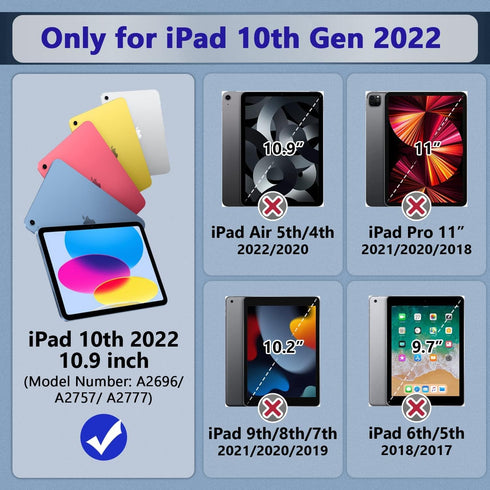 TSQQST (A16) 11th/10th Case for iPad Generation for Autism with Glass Screen Protector | Cute Boys Girls Kids Case