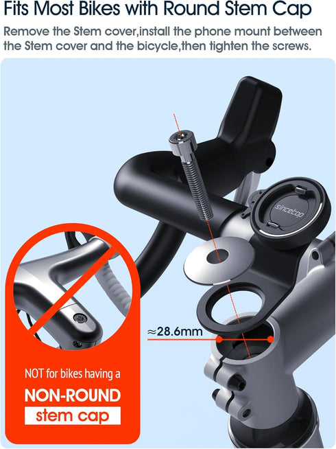 Bike Phone Mount,Mountain Bicycle Stem Cell Phone Holder,Universal Aluminum Handlebar Phone Clamp,MTB / Road E-Bike Cycling Mobile Phone Clip,Quick Release Attach/Detach-Black?Series C-1st Gen?