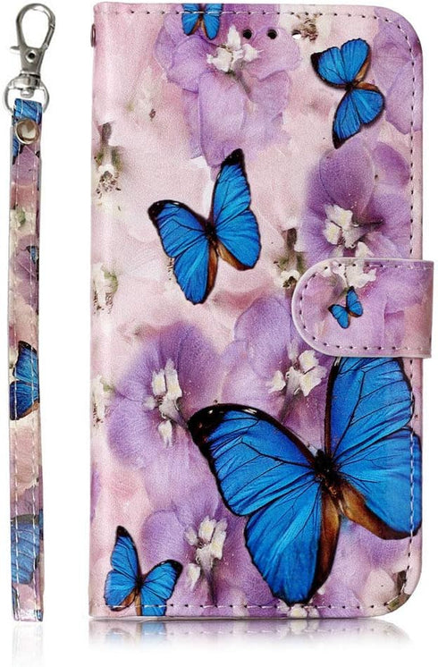 JanCalm Compatible with iPhone 11 Wallet Case, Floral Pattern Premium PU Leather Flip Cover with Wrist Strap
