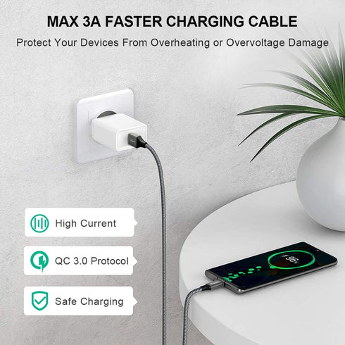etguuds 10ft Long USB C Cable 2-Pack, Fast Charging Nylon Braided, Compatible with Samsung Galaxy Note 20/10/9/8,