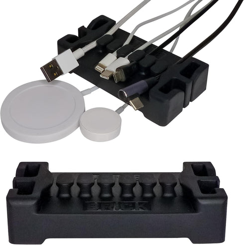 DeskBrick by CordBrick, Black Heaviest Weighted Cord Organizer for Desktop, Phone Stand & Cable Management Gift