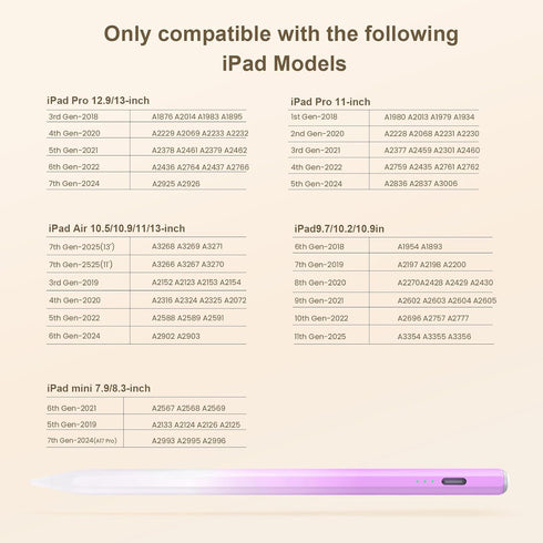 Hastraith iPad(2018-2026)-13 11/10/9/8/7/6th 5/4/3/M4/M3/M2, 13"/12.9"/11"/M4, 7/6/5th,Gradient Stylus Pen for Mins
