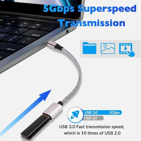 Micro USB to USB Adapter, Micro USB 2.0 OTG Cable 2 Pack, Nylon Braided, Aluminum Shells for S7 LG
