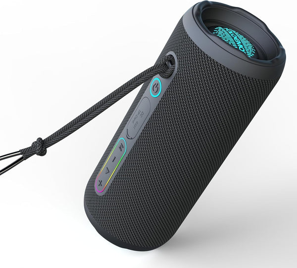 YOLOEMOT Portable Bluetooth Speaker, 24W Deep Bass, IPX7 Waterproof, TWS Pairing, RGB Lights,