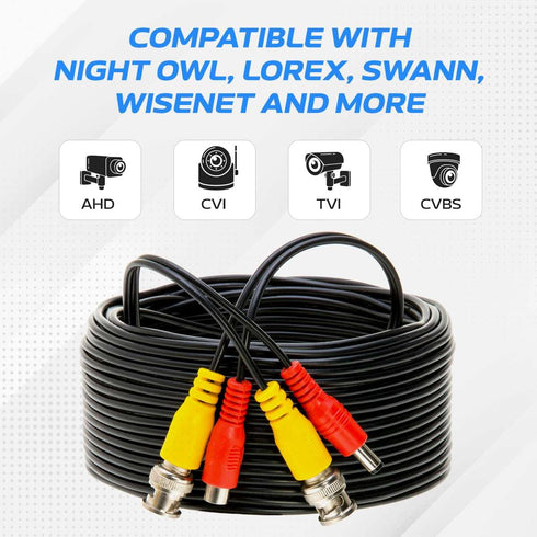 50FT Cables Direct Online Black Premade BNC Video Power Cable Extension Wire for CCTV, Security Camera, DVR