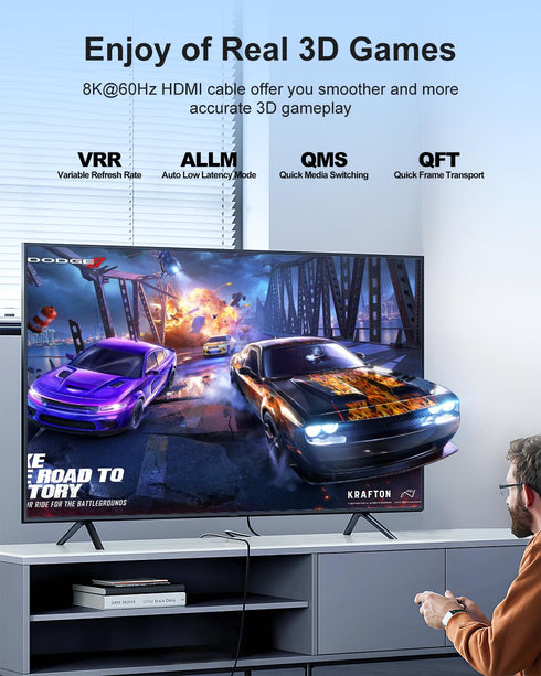 8K 1.5Ft, 8K@60Hz, 4K@120Hz 3D 48Gbps Micro HDMI to HDMI Adapter Micro HDMI Male to HDMI Female Cable with HDR High