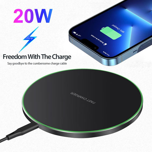 Fast Wireless Charger,20W Max Wireless Charging Pad Compatible with iPhone 14/15/13/12/SE/11/11 Pro/XS Max/XR/X/8,AirPods;FDGAO Wireless Charge Mat for Samsung Galaxy S23/S22/Note,Pixel/LG G8 7