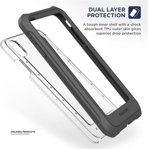 ENCASED Heavy-Duty Protective Belt Clip Case for iPhone XR with Tempered Glass Screen Protector - Falcon Gray