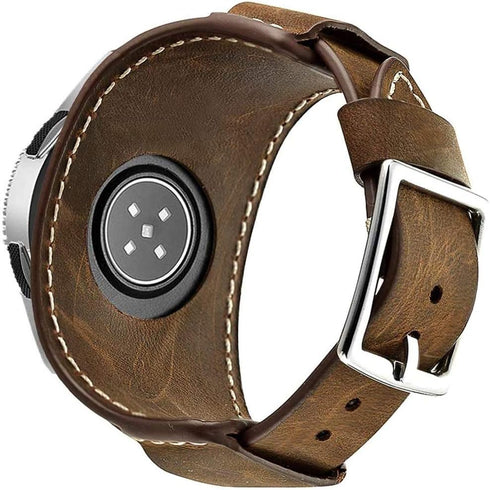Vintage Genuine Leather Band Cuff Strap for Samsung Galaxy Watch 46mm/Watch 3 45mm/Gear S3, 22mm