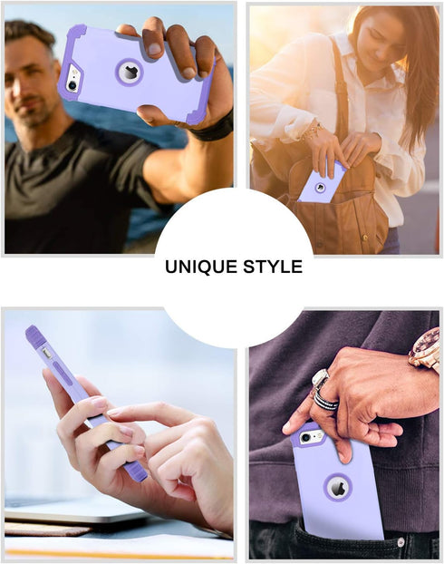 BENTOBEN iPhone SE 2022 & 2020 Case, Heavy Duty 3-in-1 Rugged Shockproof Hybrid, Light Purple/Lavender.