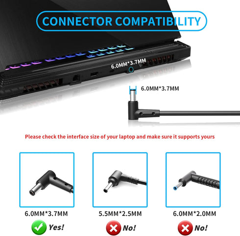 VHBW Replacement for Asus TUF 150W Charger, Compatible with ROG Strix Scar III G531GT G531GD and FX505 Series